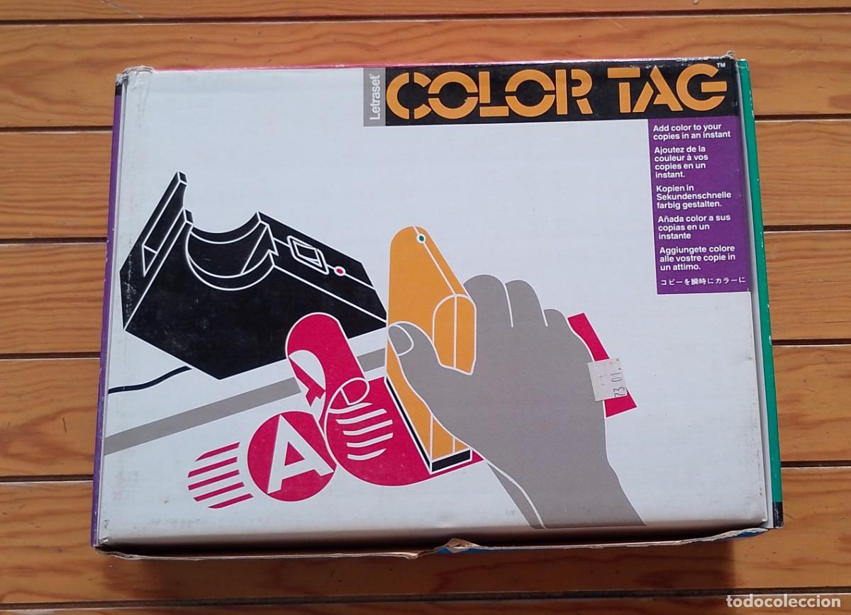 Antig&uuml;edades: Lote Letraset Color Tag - M&aacute;quina Completa En Caja + 14 Cajas Recambios
