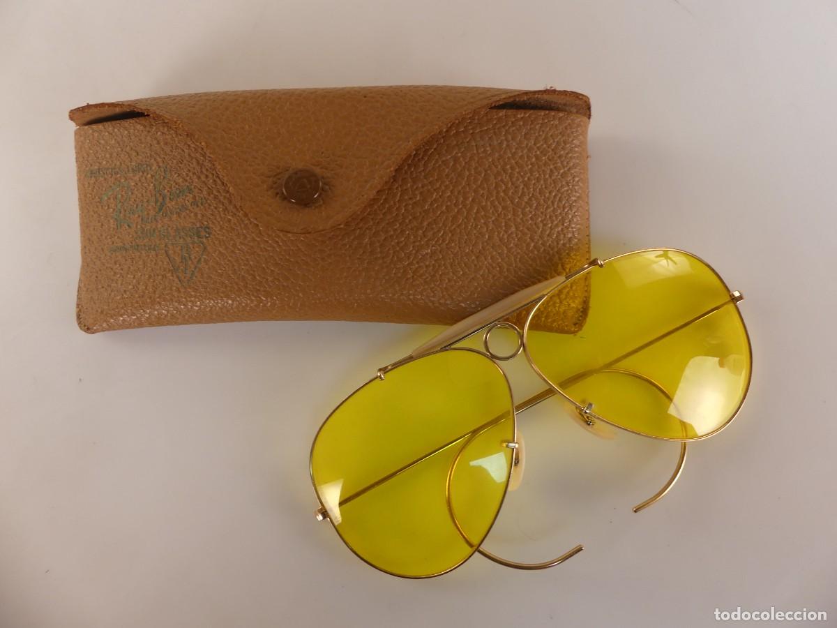 Antig&uuml;edades: BONITAS GAFAS DE SOL RAY BAN CHAPADOS DE ORO CON ESTUCHE