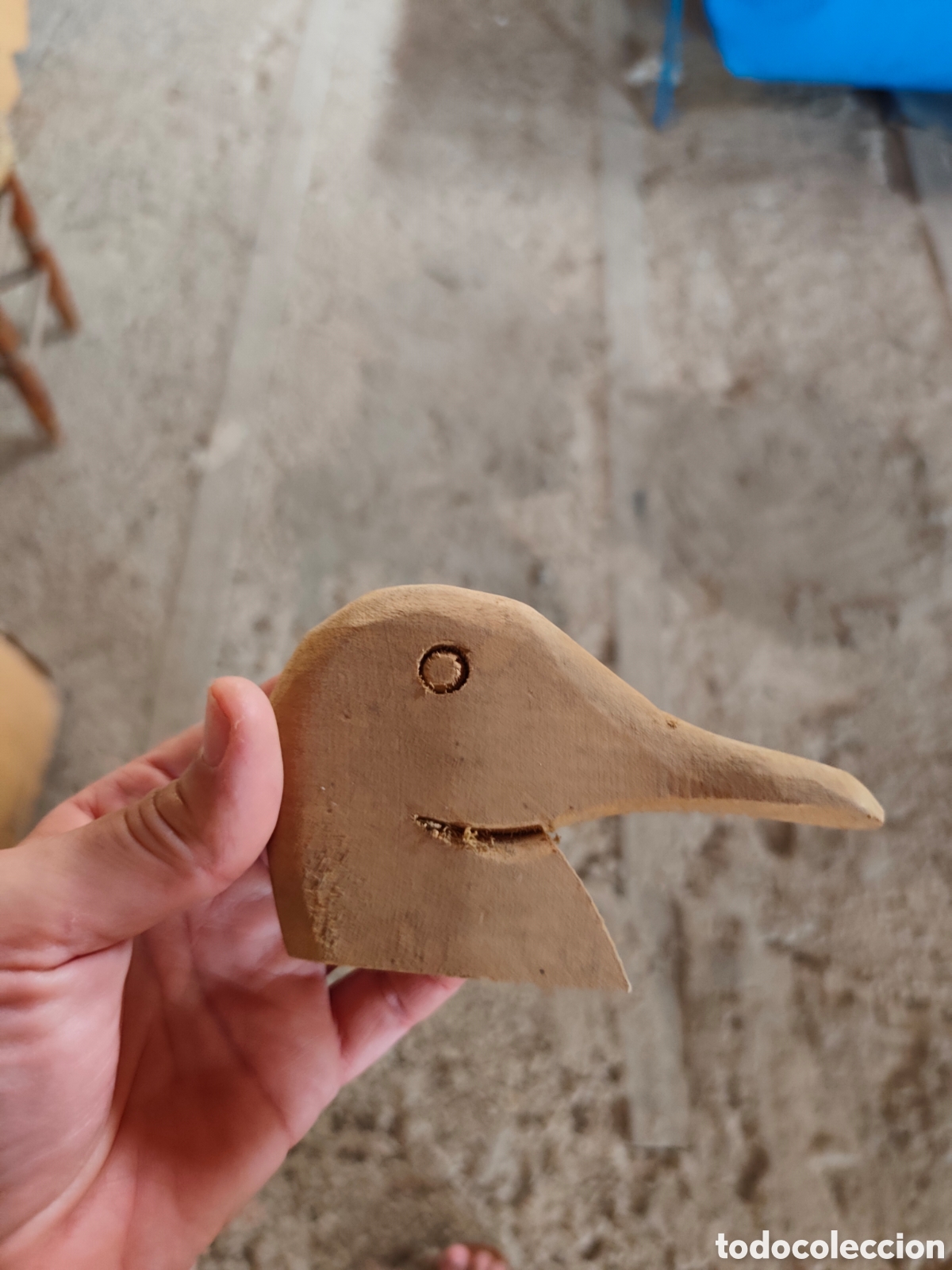 Antig&uuml;edades: Cabeza de madera gato pato - Foto 4