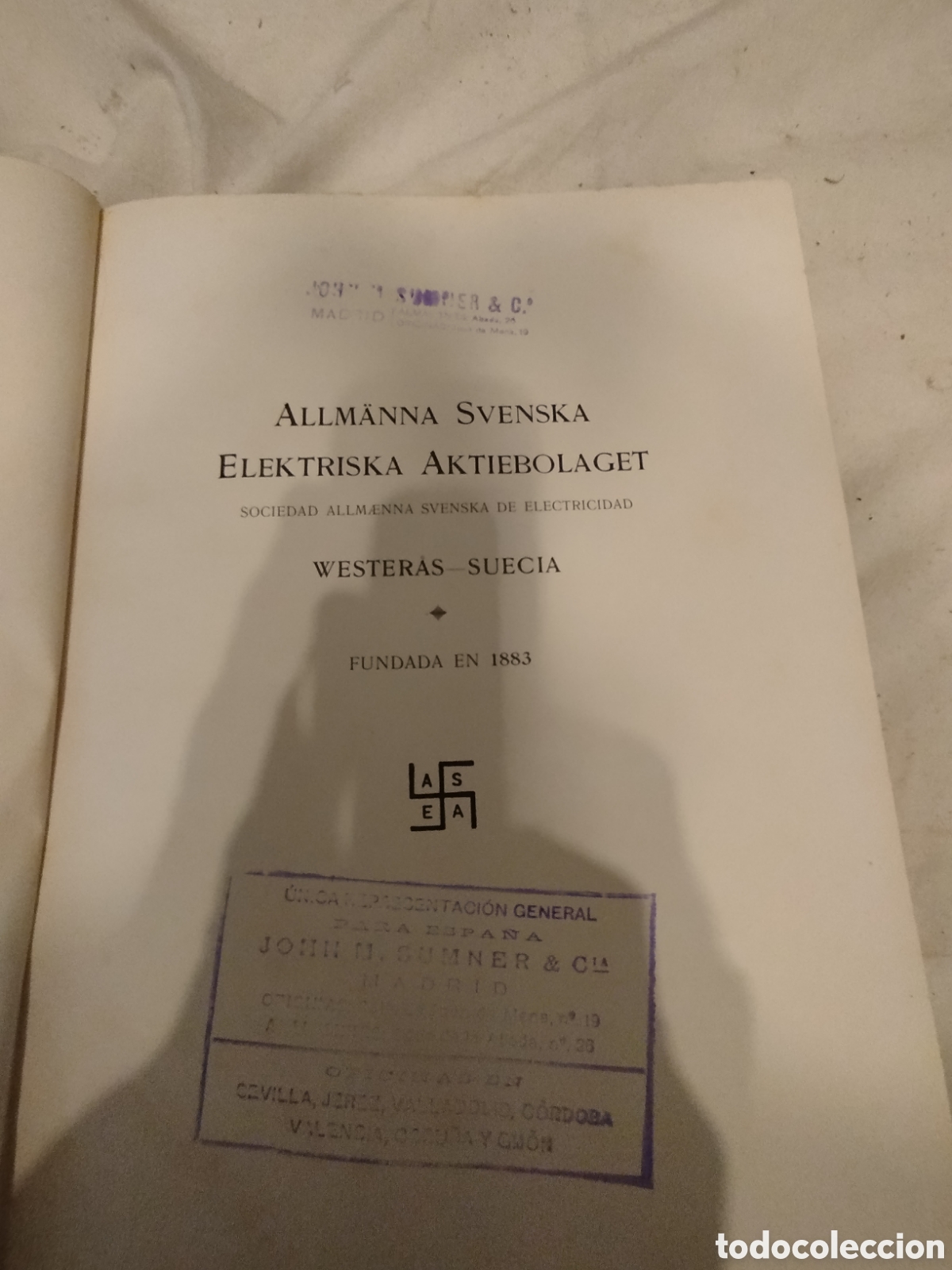 Antig&uuml;edades: cat&aacute;logo comercial antiguo de la compa&ntilde;&iacute;a el&eacute;ctrica sueca ASEA (Allm&auml;nna Svenska Elektriska Aktiebol