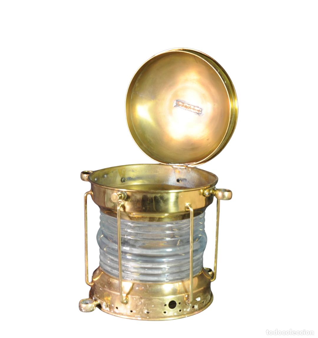 Antiquit&eacute;s: Farol de Lat&oacute;n con Tapa Abatible