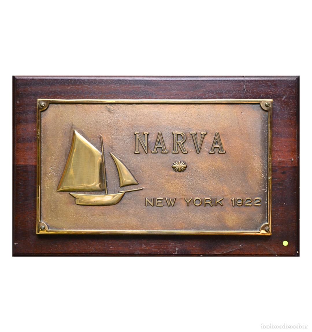 Antig&uuml;edades: Placa naviera &laquo;Narva&raquo;, New York 1922