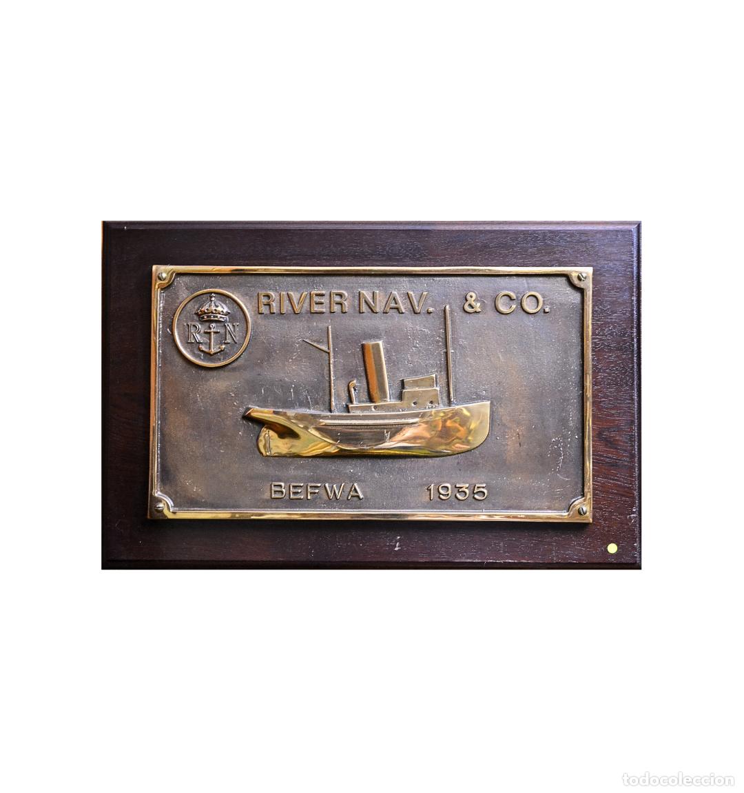 Antig&uuml;edades: Placa naviera River Navigation & Co. &laquo;Befwa&raquo;, 1935