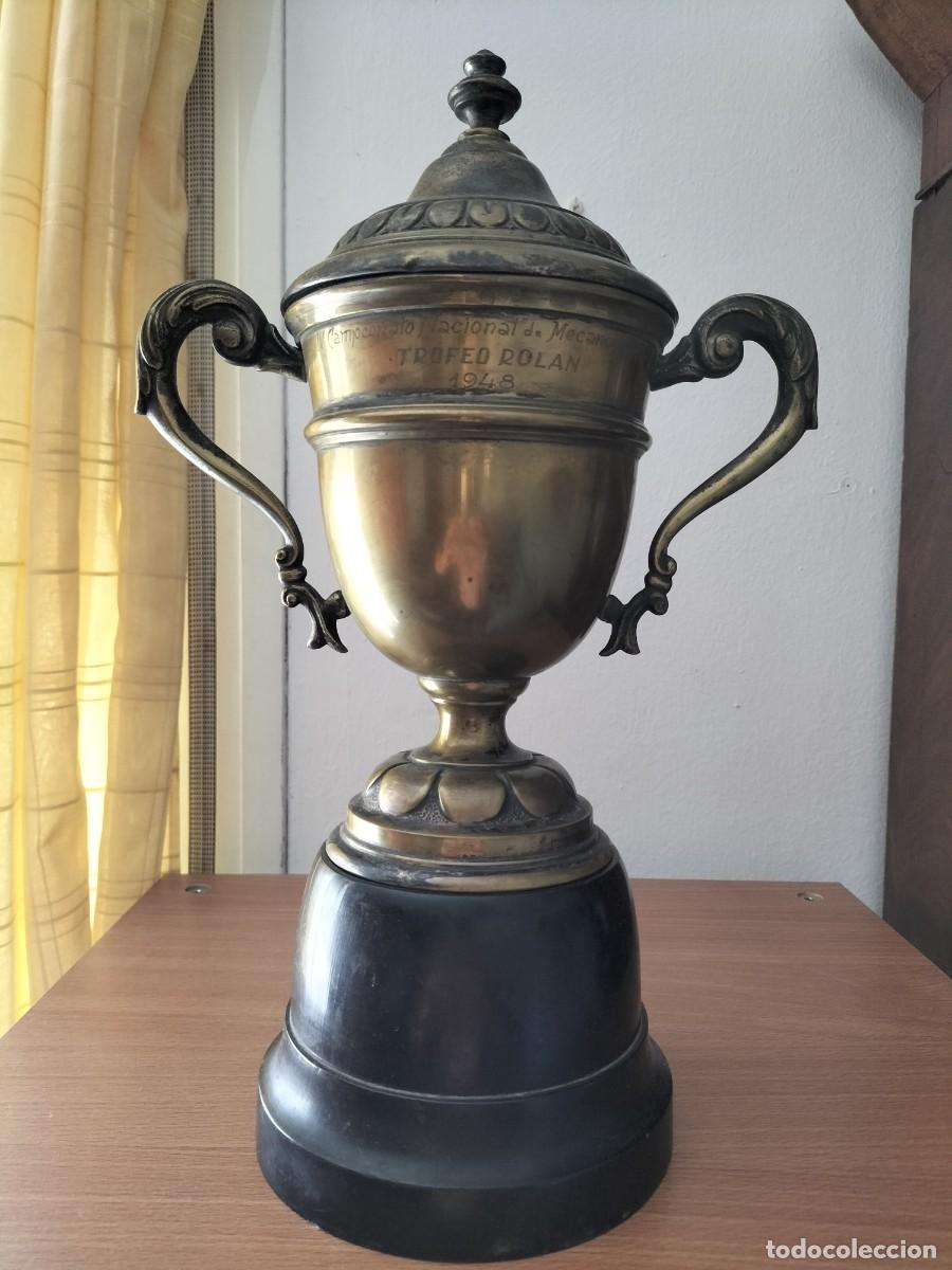 Antiguidades: Trofeo ROLAN 1948. Campe&oacute;n NACIONAL de MECANOGRAFIA. ( MUY RARO)