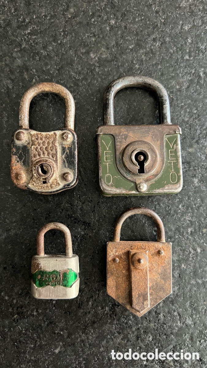 Antig&uuml;edades: LOTE DE 4 CANDADOS ANTIGUOS