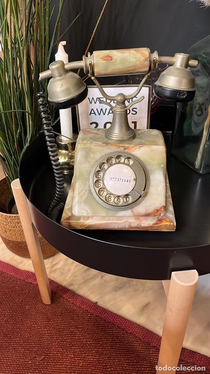 Tel&eacute;fonos: Antiguo tel&eacute;fono con base m&aacute;rmol - Foto 2