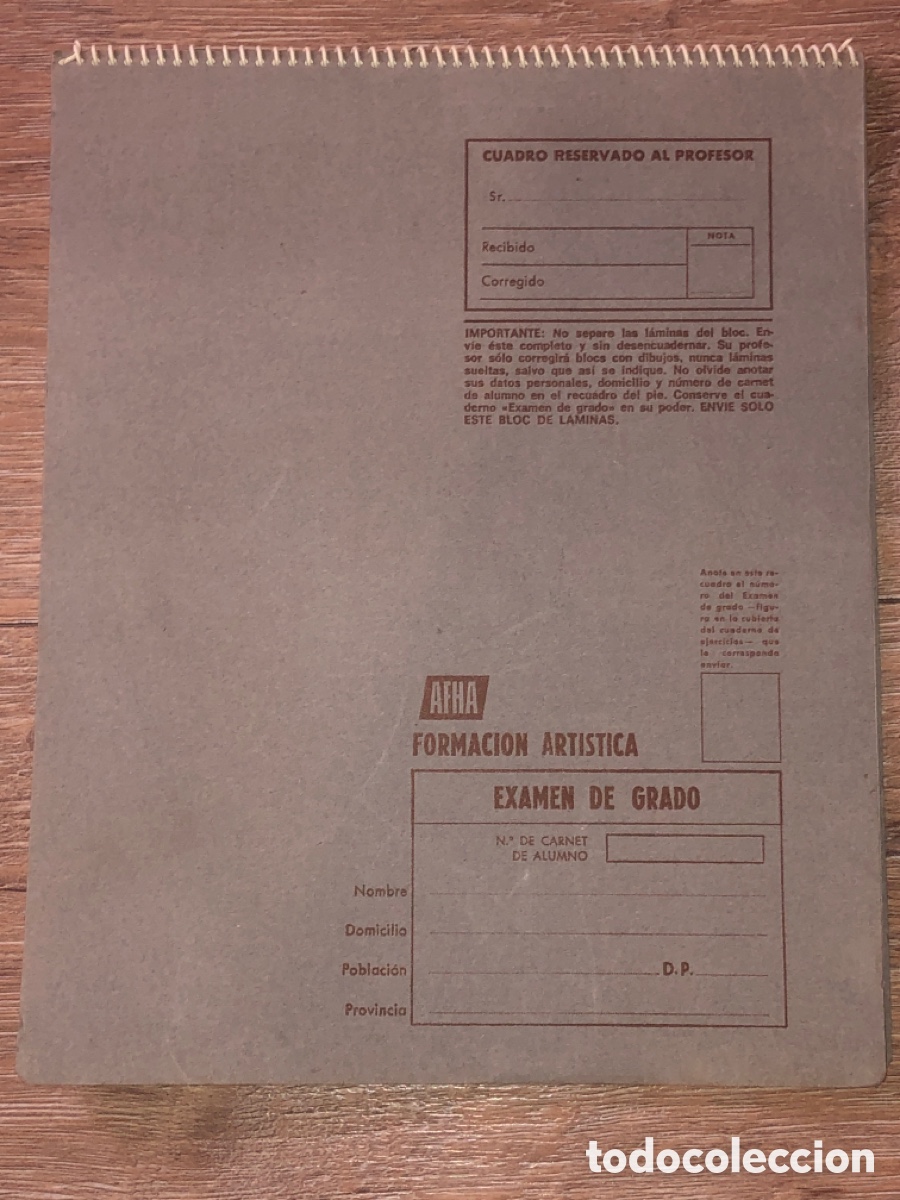 Antig&uuml;edades: Bloc l&aacute;minas examen del grado AFHA