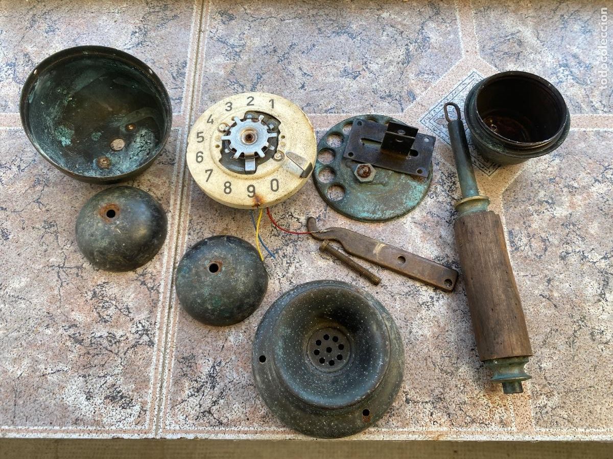 Tel&eacute;fonos: Lote piezas telefono antiguo