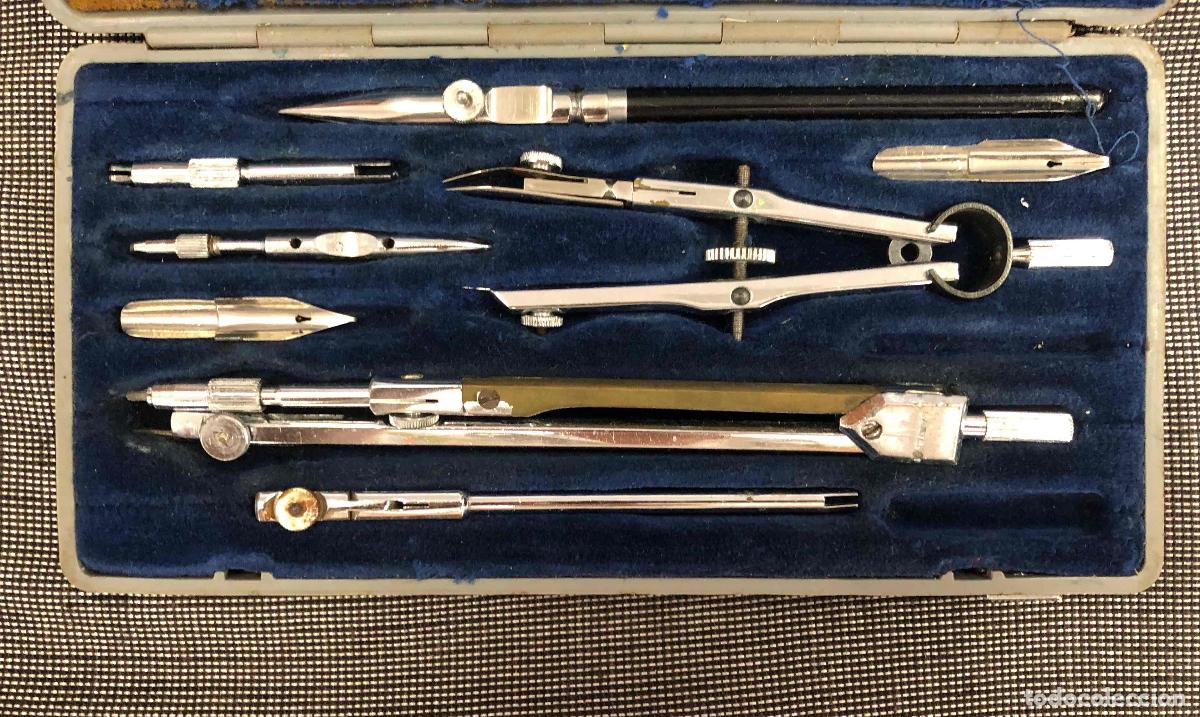 Antig&uuml;edades: ANTIGUO ESTUCHE DE COMPAS Y ACCESORIOS MARCA LASTER - Foto 2