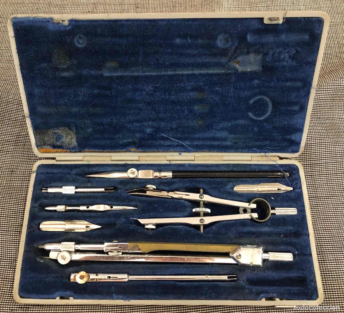 Antig&uuml;edades: ANTIGUO ESTUCHE DE COMPAS Y ACCESORIOS MARCA LASTER