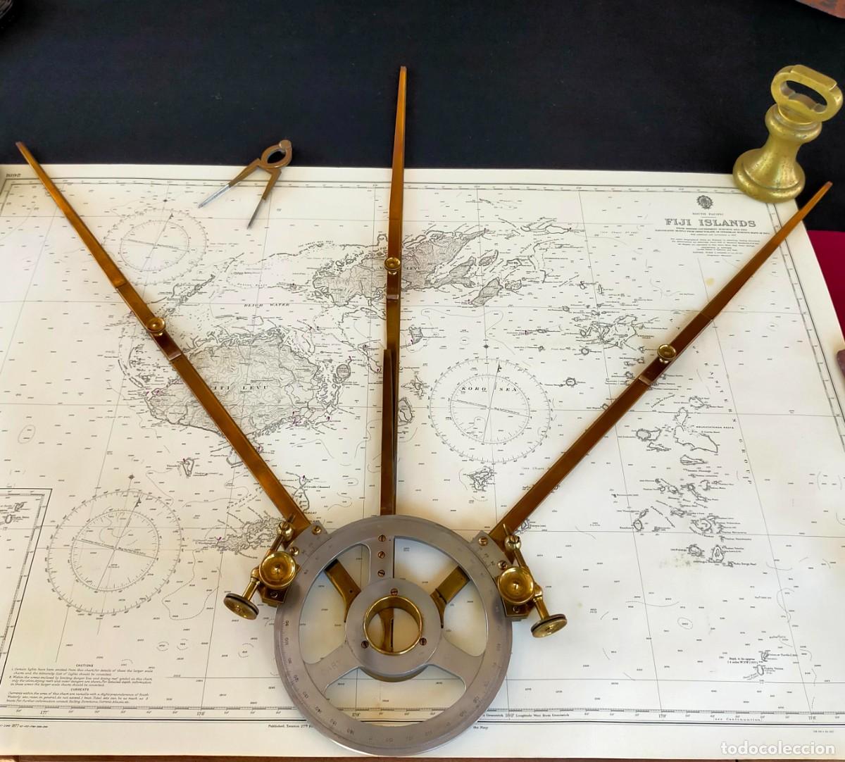Antig&uuml;edades: Station pointer de la oficina hidrogr&aacute;fica n&ordm; 121 manufactura de plata alemana finales siglo XVIII