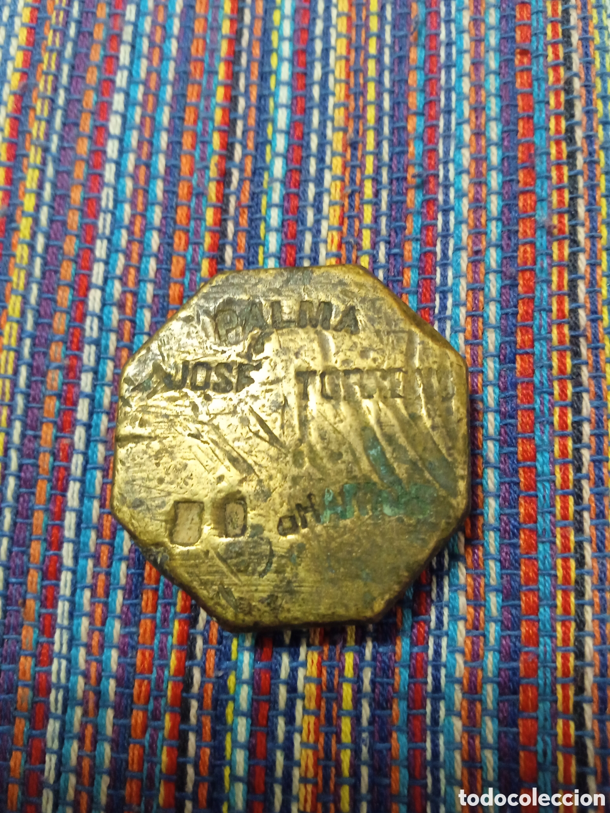 Antig&uuml;edades: JOSE TORRENS PALMA ANTIGUA PESA O PONDERAL SIGLO XIX MALLORCA TIPO OCTOGONAL PESO: 50 GRAMOS.