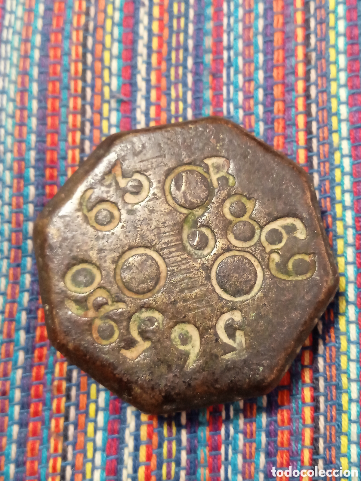 Antig&uuml;edades: MARCA B PESA O PONDERAL SIGLO XIX MALLORCA TIPO OCTOGONAL PESO: 100 GRAMOS MUCHOS A&Ntilde;OS MARCADOS