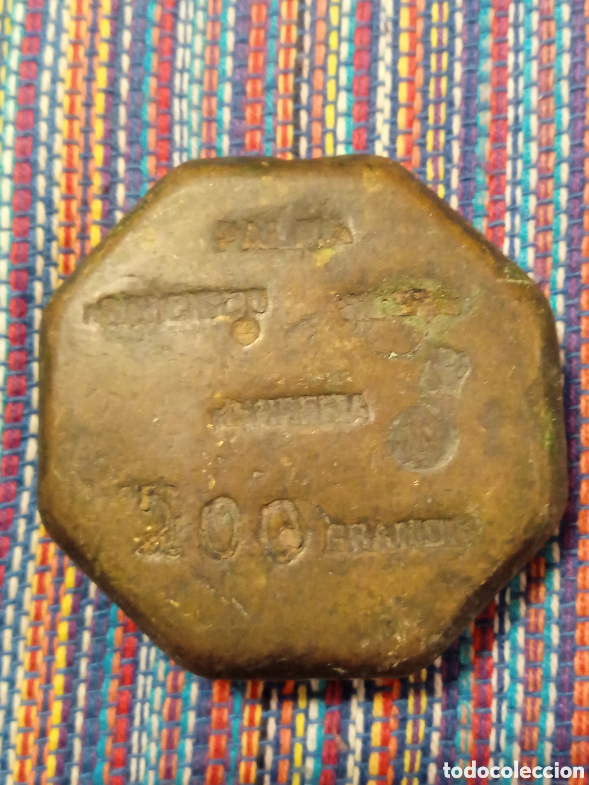 Antig&uuml;edades: FRANCISCO (VICENS) HERRERIA PALMA PESA PONDERAL SIGLO XIX MALLORCA OCTOGONAL PESO: 196 GRS. 200 GR.