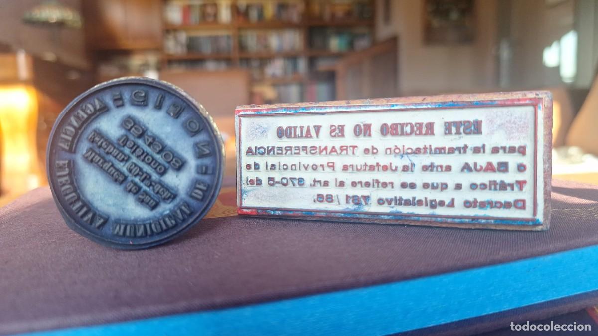 Antig&uuml;edades: Lote 2 Sellos Caucho o Tamp&oacute;n Tr&aacute;fico y Agencia Ejecutiva de Gij&oacute;n.