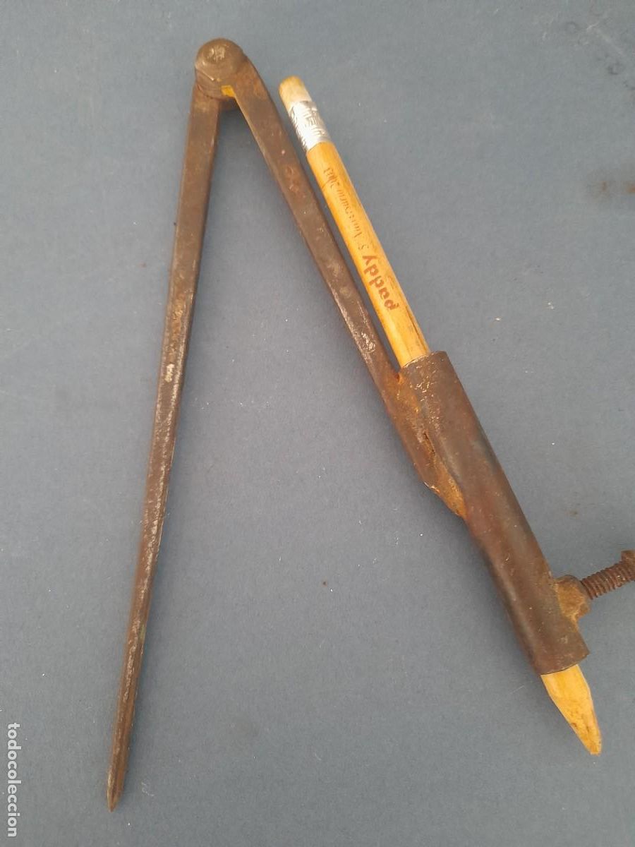 Antig&uuml;edades: compas de hierro, para usar con lapiz, 19,7cm aprox - Foto 3