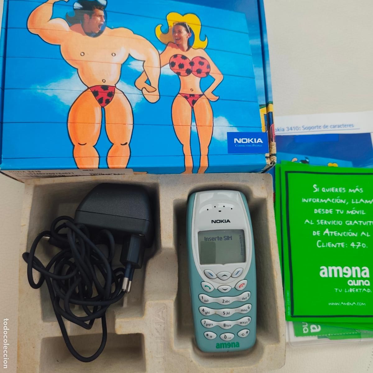 Tel&eacute;fonos: Tel&eacute;fono Nokia 3410 funcionando incluye caja cargador y manuales