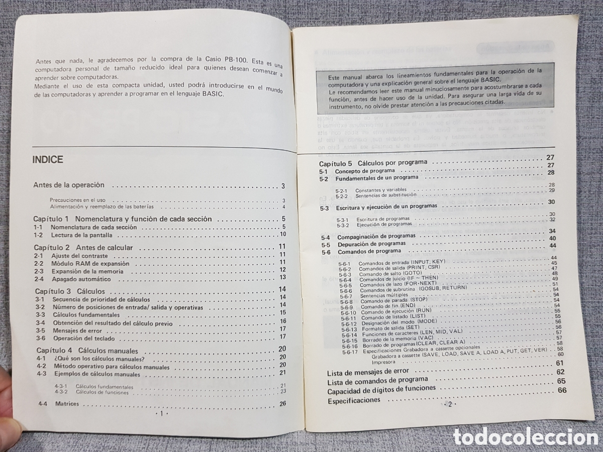 Antig&uuml;edades: CASIO PB-100 COMPUTADORA PERSONAL MANUAL DE INSTRUCCIONES - Foto 3