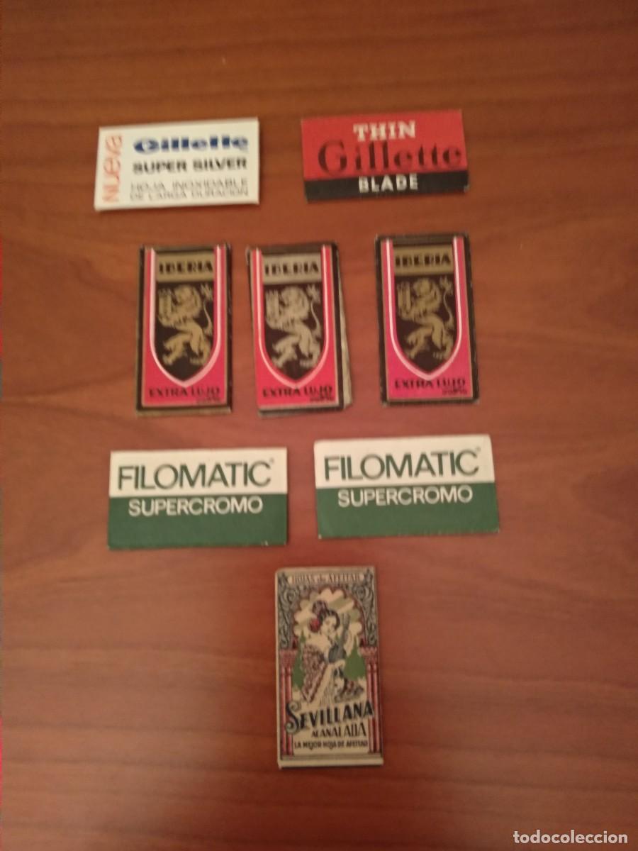 Antig&uuml;edades: LOTE DE 8 HOJAS/CUCHILLAS DE AFEITAR, FILOMATIC, SEVILLANA, IBERIA GILLETE.