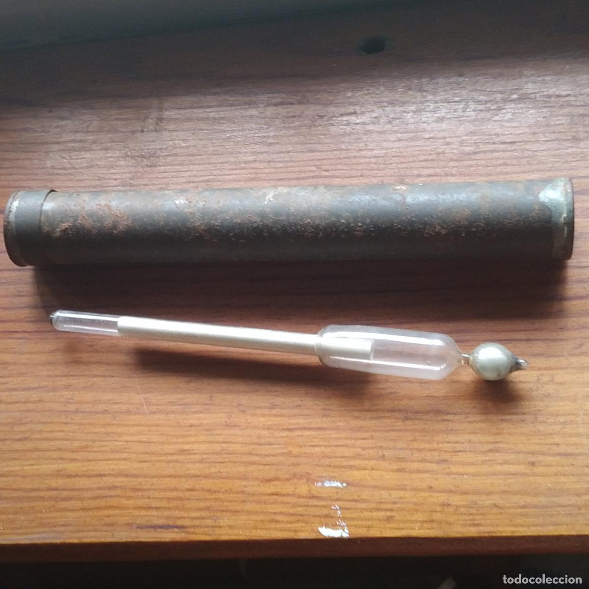 Antig&uuml;edades: Densimetro hidrometro medidor alcohol en vino antiguo con estuche de mercurio
