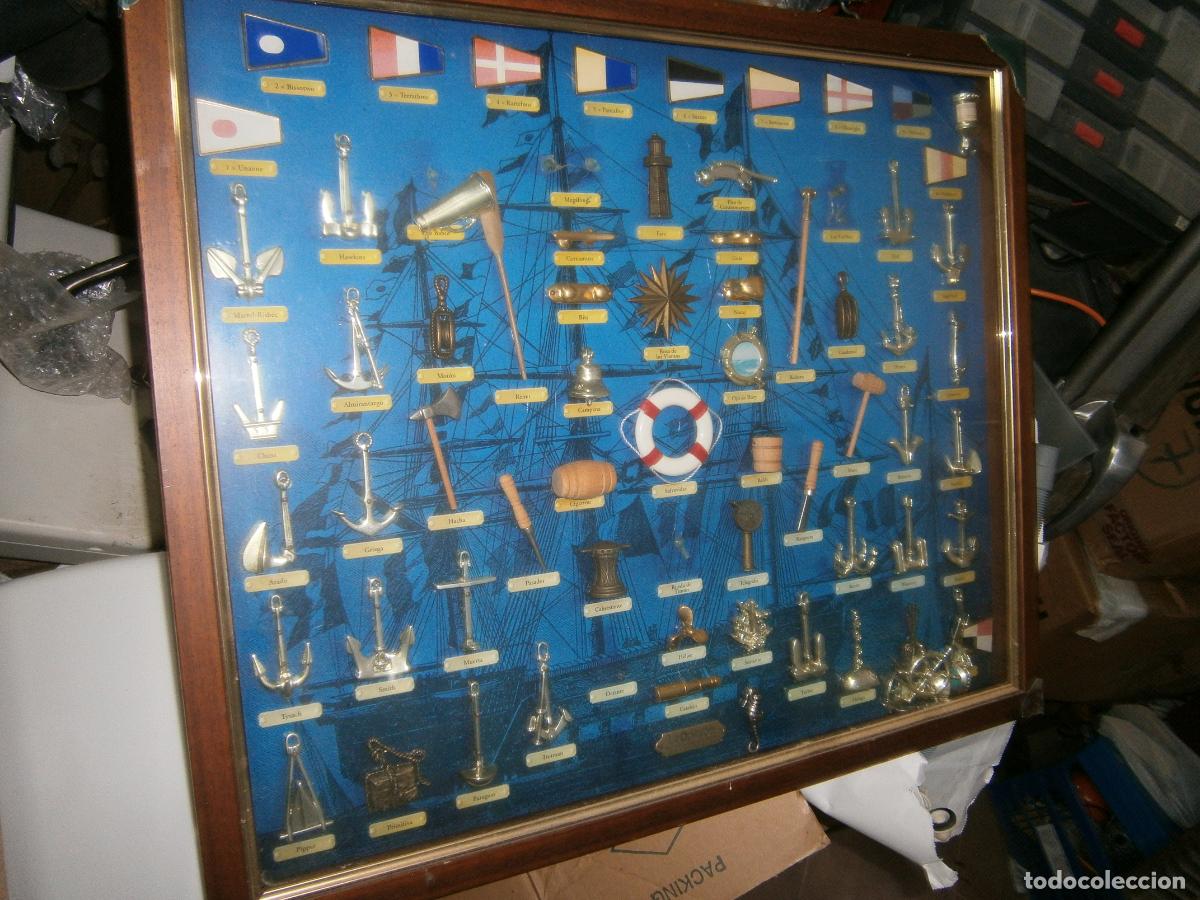 Antig&uuml;edades: EXPECTACULAR CUADRO GRAN TAMA&Ntilde;O DE NUDOS MARINEROS Y HERRAMIENTAS NAUTICAS CON IDENTIFICACION