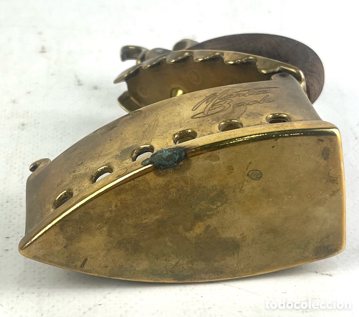 Antig&uuml;edades: PLANCHA DE BRONCE Y MANGO MADERA - Foto 6