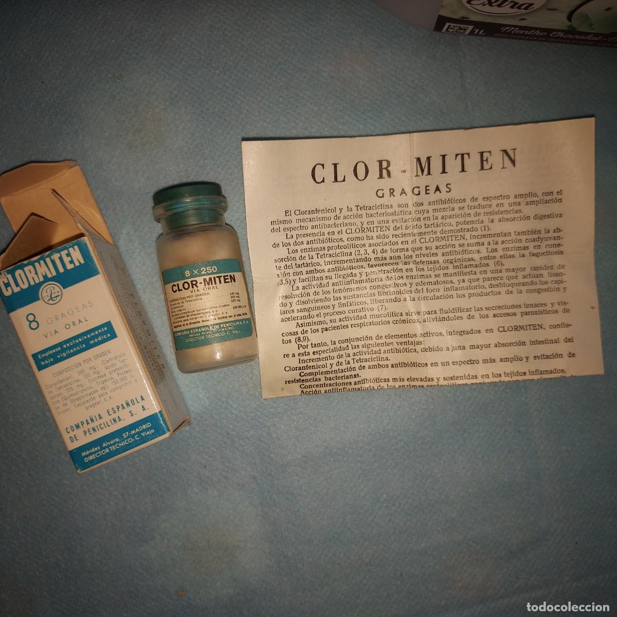 Antig&uuml;edades: MEDICAMENTO ANTIGUO DE FARMACIA, CLORMITEN GRAGEAS , ANTIBIOTICO