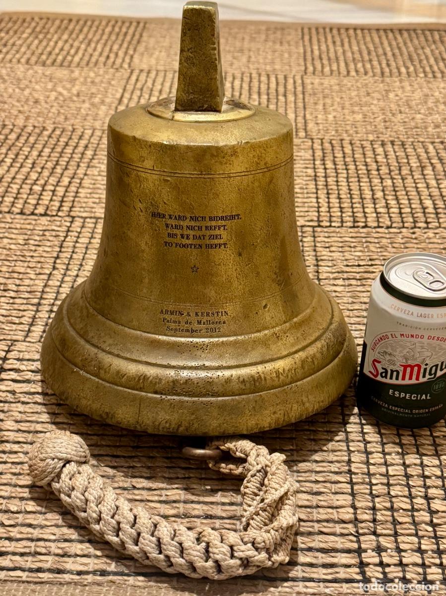 Antig&uuml;edades: ANTIGUA CAMPANA DE BARCO -N&Aacute;UTICA , BRONCE MACIZO-9,3 KILOS .!