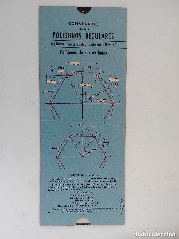 Antig&uuml;edades: REGLA DE CALCUO CONSTANTES DE LOS POLIGONOS REGULARES - VAGMA - N&ordm; 13 - A&Ntilde;OS 60
