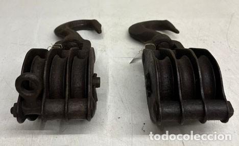 Antig&uuml;edades: Lote de dos poleas de tres vias - Foto 3