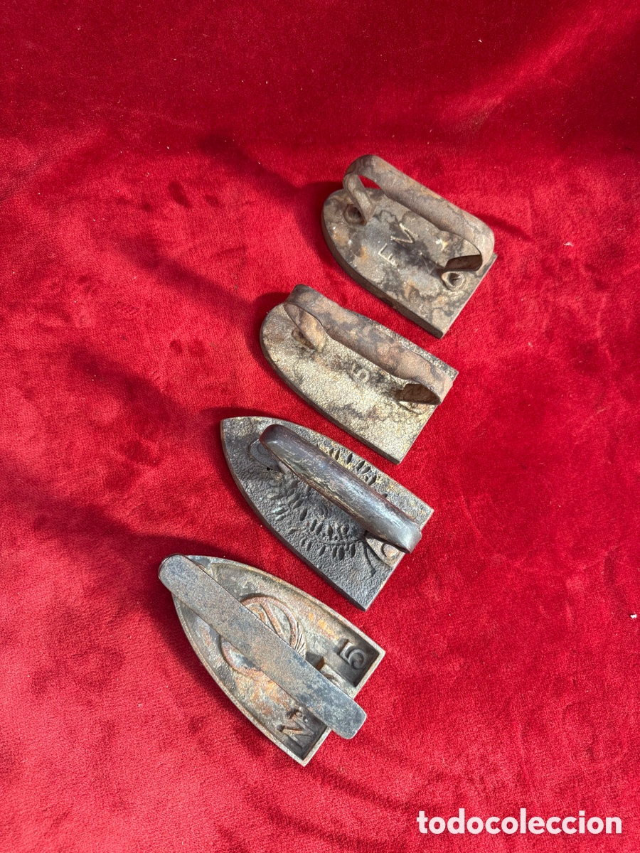 Antig&uuml;edades: Lote de 4 planchas antiguas de hierro!siglo XIX!