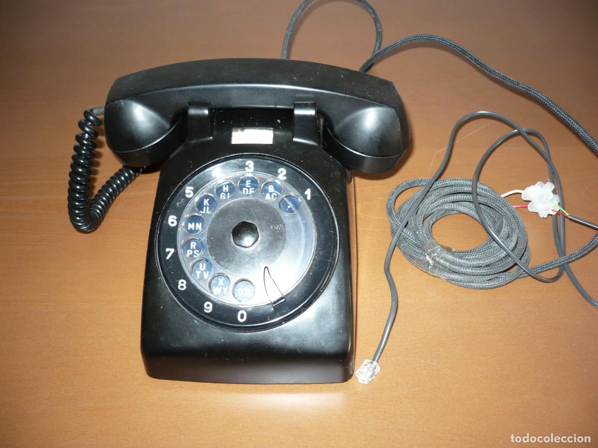 Tel&eacute;fonos: Antiguo tel&eacute;fono negro , impecable
