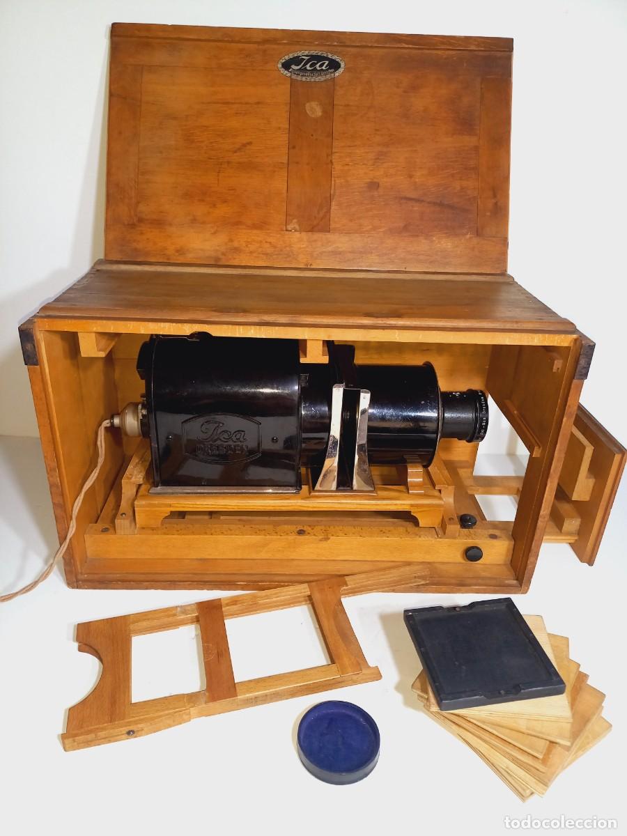 Antig&uuml;edades: MARAVILLOSA LINTERNA M&Aacute;GICA ICA DRESDEN CAJA ORIGINAL MADERA NOBLE PRINCIPIOS SIGLO XX CON SU MANUAL