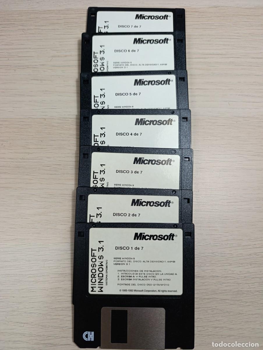 Antig&uuml;edades: Disquetes Microsoft Windows 3.1 Originales - Set Completo 7 Discos (1992)