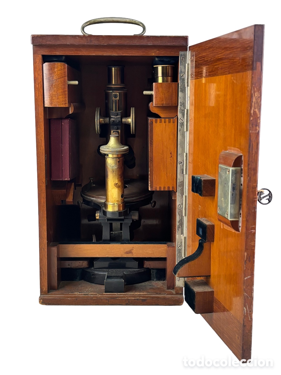 Antiquit&eacute;s: IMPORTANTE MICROSCOPIO CARL ZEISS JENA, A&Ntilde;O 1898 - CAJA ORIGINAL CAOBA
