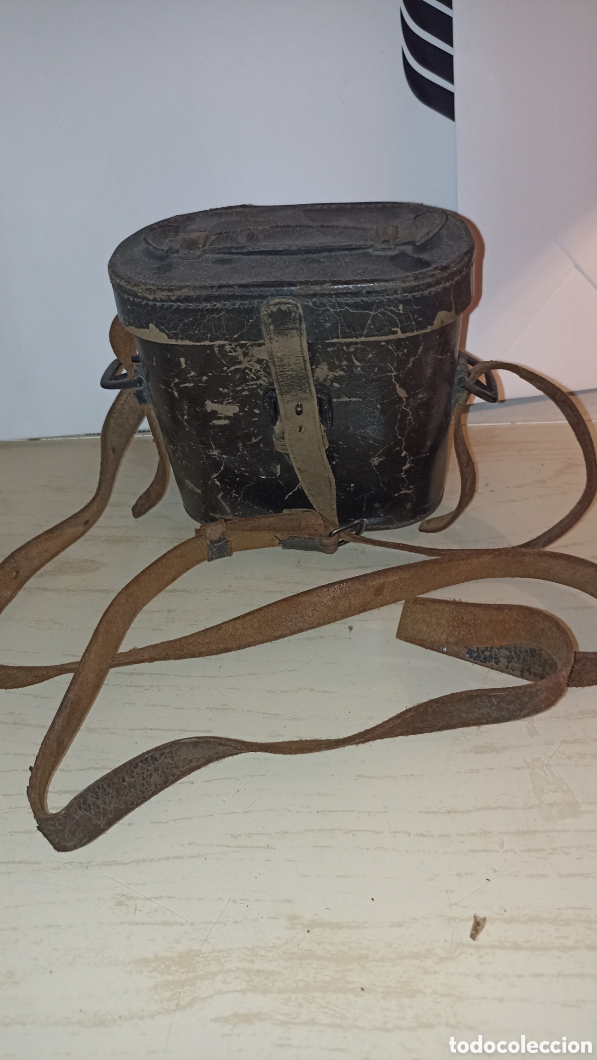 Antig&uuml;edades: Antiguo Estuche de Cuero para Binoculares, marca H. Str&uuml;bin & Sohn - Basel (Suiza). Principios S. XX
