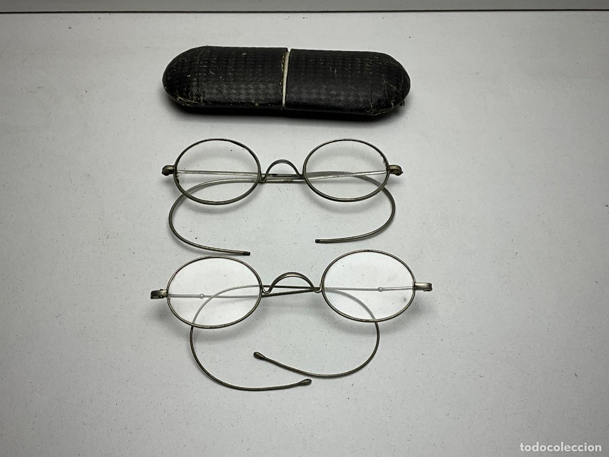 Antig&uuml;edades: LOTE DE DOS ANTIGUAS GAFAS TIPO QUEVEDO - UNA CON ESTUCHE