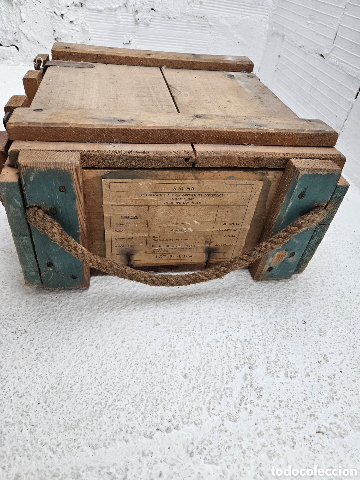 Antig&uuml;edades: Caja de municion de granadas del Ej&eacute;rcito Franc&eacute;s - Foto 3
