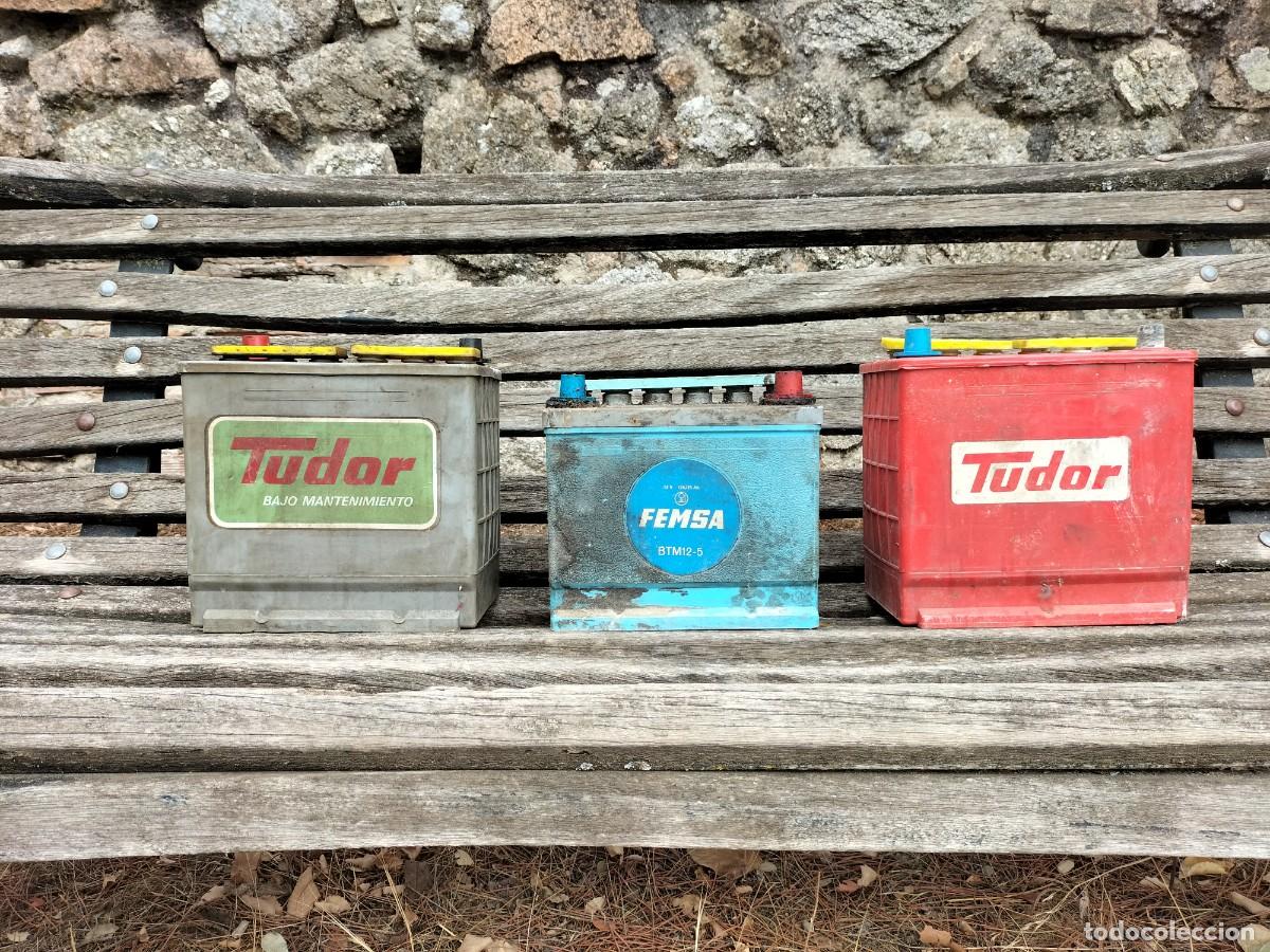 Antig&uuml;edades: 3 bater&iacute;as antiguas Tudor y Femsa vintage, originales, para colecci&oacute;n.