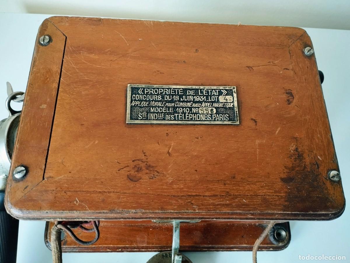 Tel&eacute;fonos: Tel&eacute;fono frances de pared en madera. Modelo 1910 - Foto 2