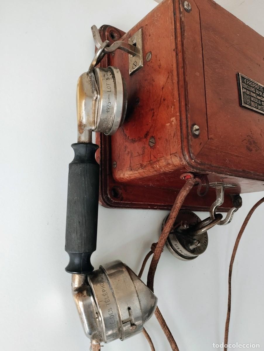 Tel&eacute;fonos: Tel&eacute;fono frances de pared en madera. Modelo 1910 - Foto 3