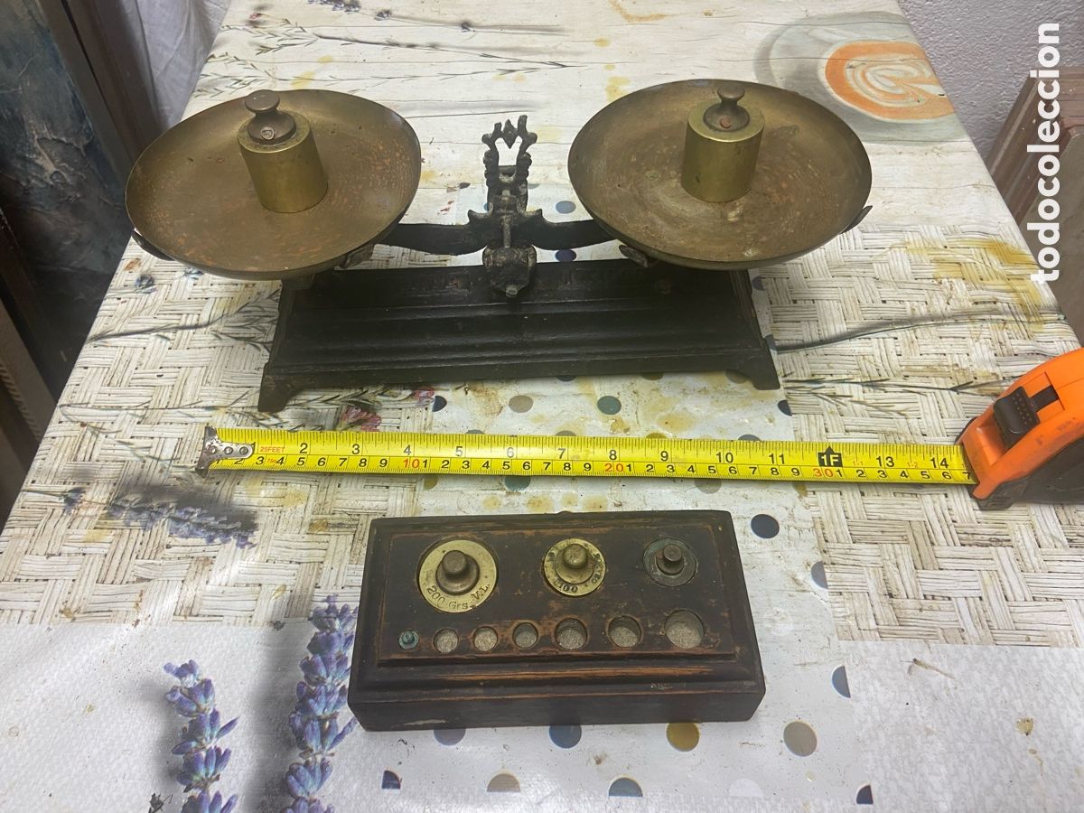 Antig&uuml;edades: B&aacute;scula pesas 1kg antigua - Foto 2
