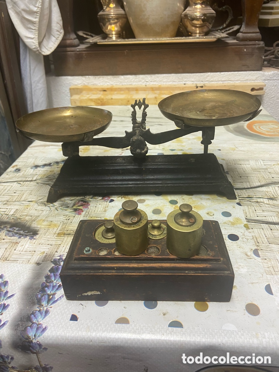 Antig&uuml;edades: B&aacute;scula pesas 1kg antigua - Foto 3