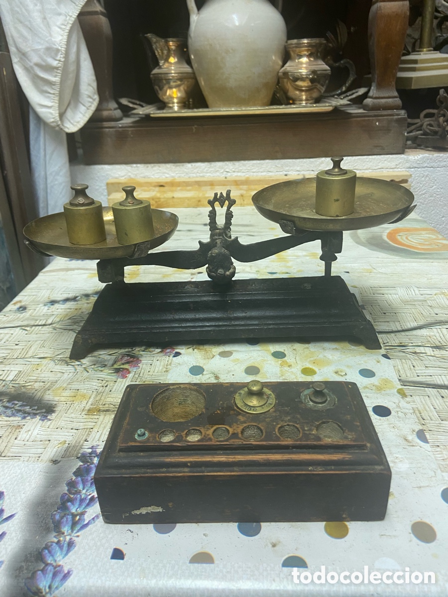 Antig&uuml;edades: B&aacute;scula pesas 1kg antigua - Foto 4