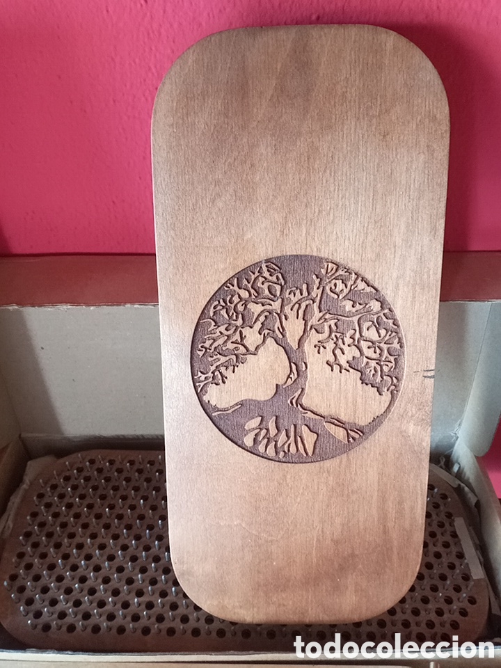 Antig&uuml;edades: TABLA DE MEDITACI&Oacute;N SADHU PUAS PARA YOGA CONCENTRACI&Oacute;N MADERA DECORADA CON &Aacute;RBOL DE LA VIDA.