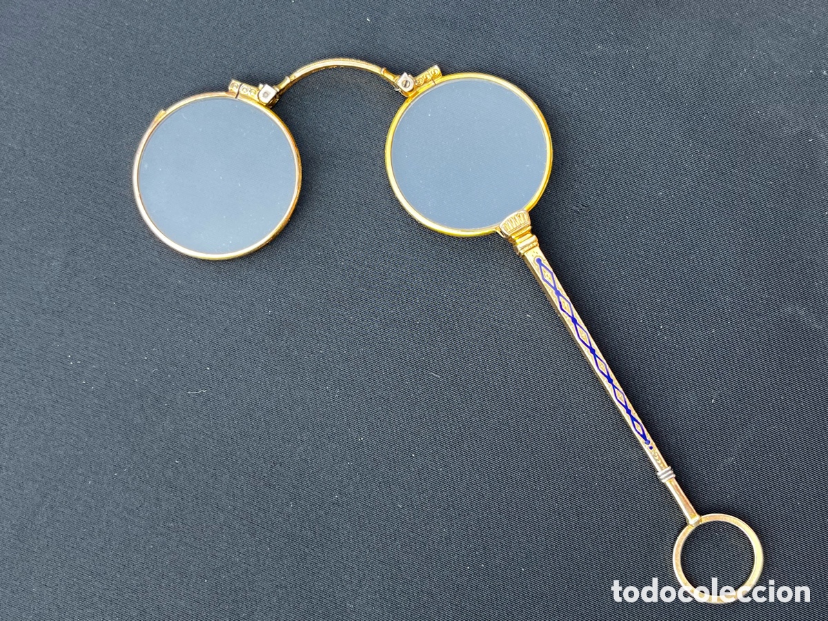 Antig&uuml;edades: Antiguas gafas impertinentes de plata y esmalte. - Foto 2