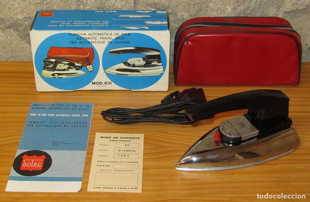Antig&uuml;edades: ANTIGUA PLANCHA DE VIAJE SOLAC - NUEVA Y EN SU CAJA ORIGINAL - A&Ntilde;OS 70 - IMPECABLE - BITENSION