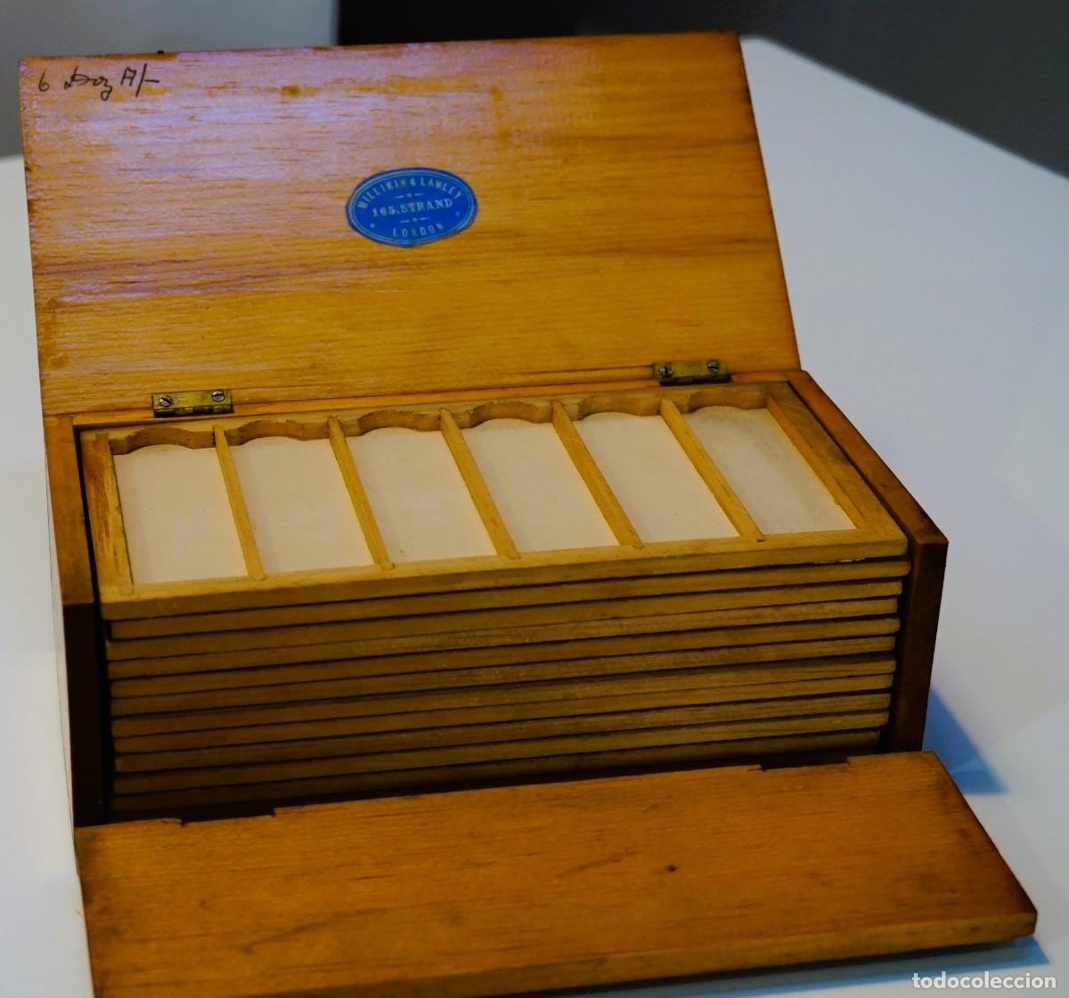 Antig&uuml;edades: MICROSCOPIO. ANTIGUA CAJA PARA PREPARACIONES MICROSCOPICAS C.1900. MICROSCOPE. MIKROSKOP