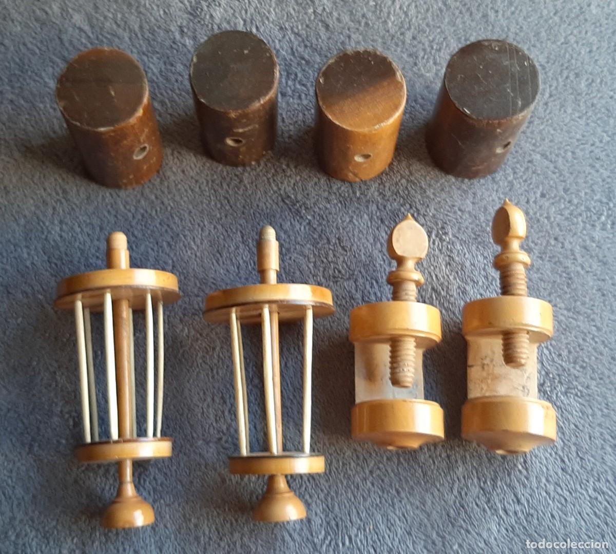 Antig&uuml;edades: Lote de Piezas de Devanadera Antigua - Hilado y Costura Tradicional Madera