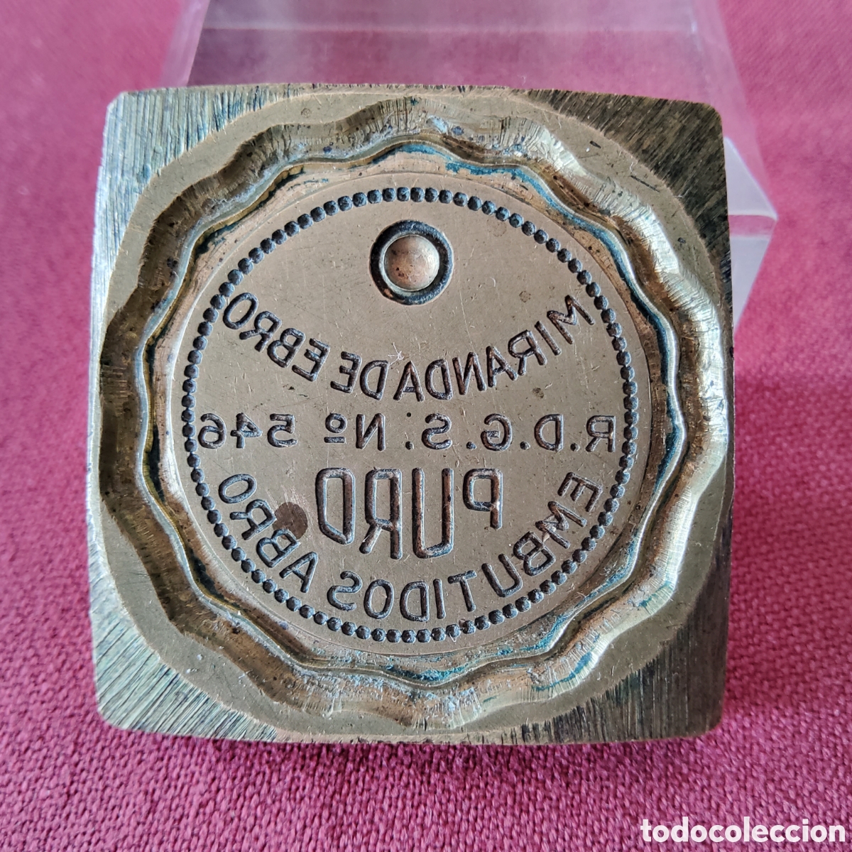 Antig&uuml;edades: ANTIGUO MOLDE DE IMPRENTA DE BRONCE, EMBUTIDOS ABRO, EN MIRANDA DE EBRO, A&Ntilde;OS 20 &oacute; 30